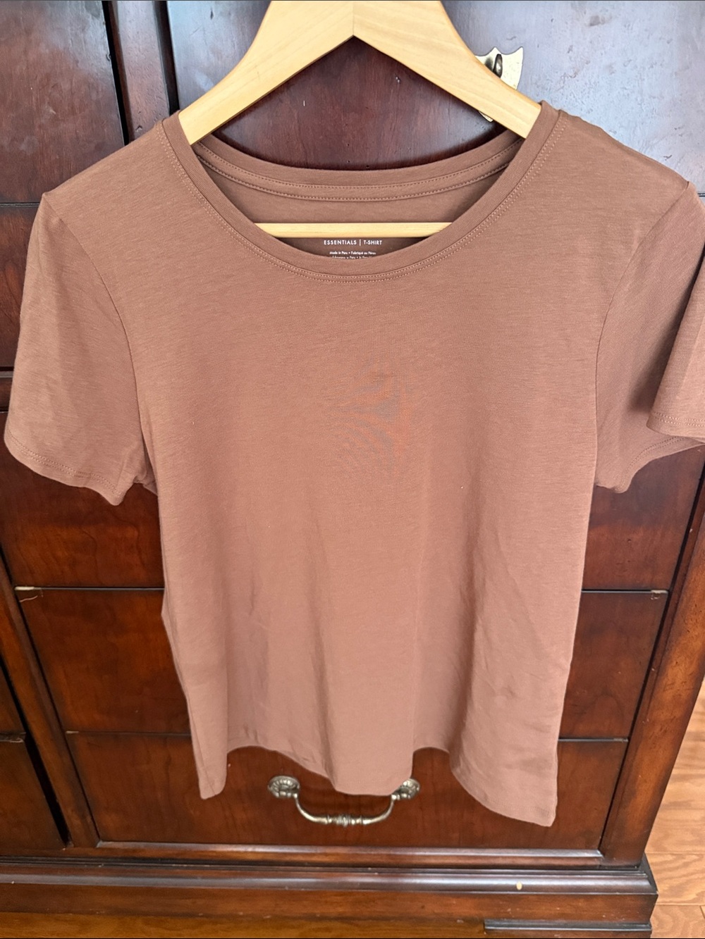 Tahari Essentials Short Sleeve Crewneck Tee in Brown